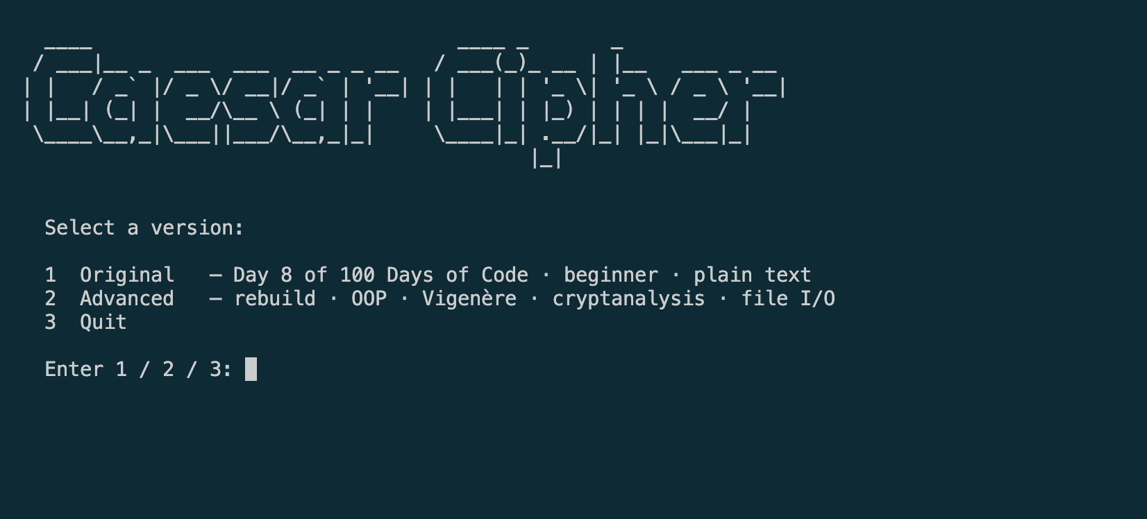 Caesar Cipher screenshot 1