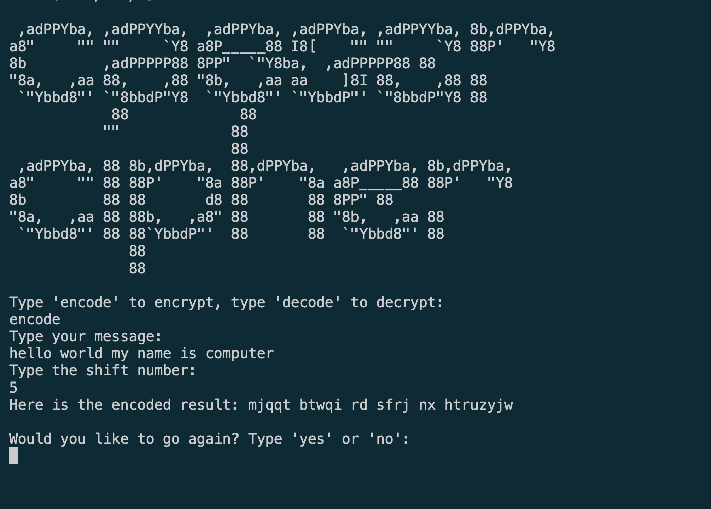 Caesar Cipher screenshot 2