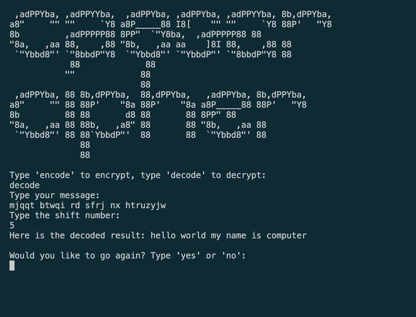 Caesar Cipher screenshot 3