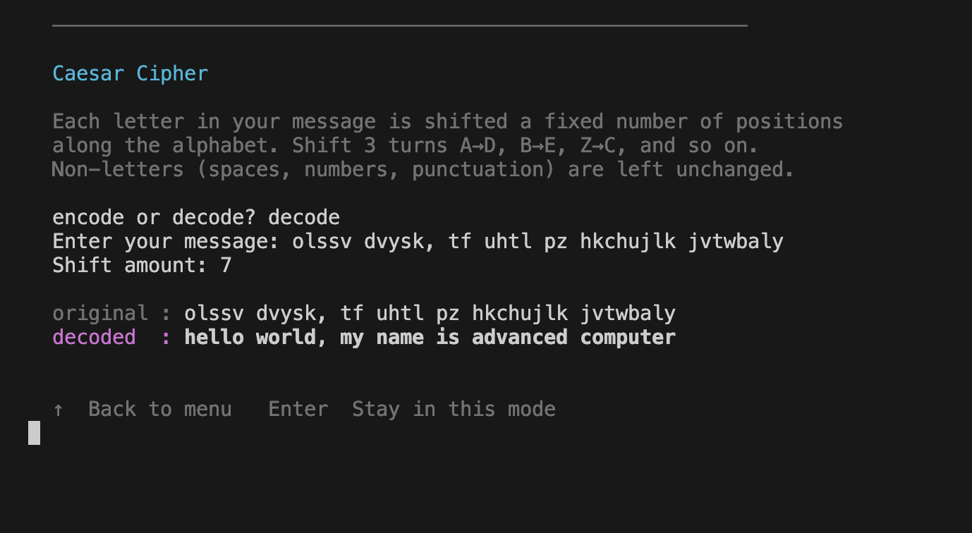 Caesar Cipher screenshot 6