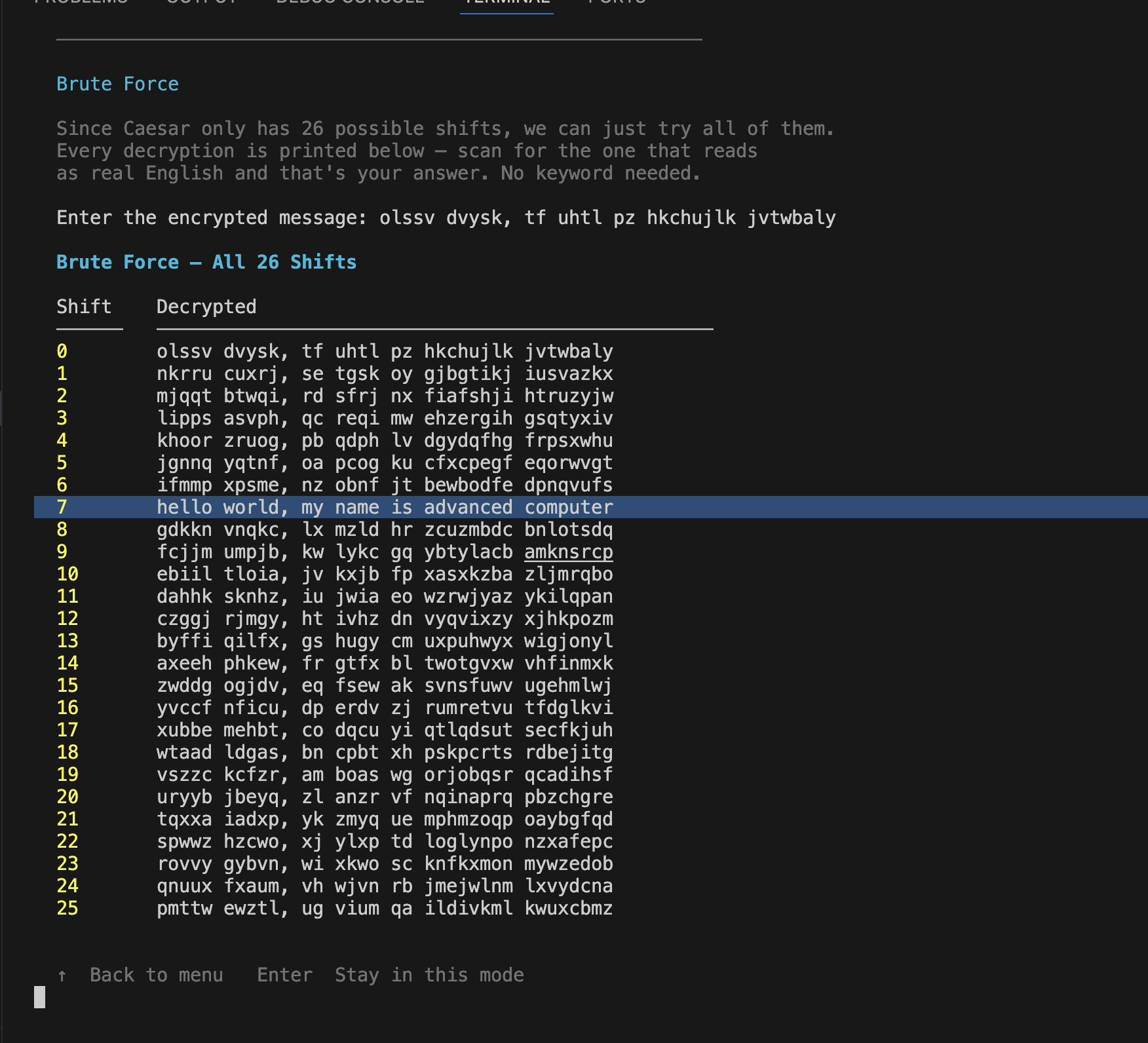 Caesar Cipher screenshot 7