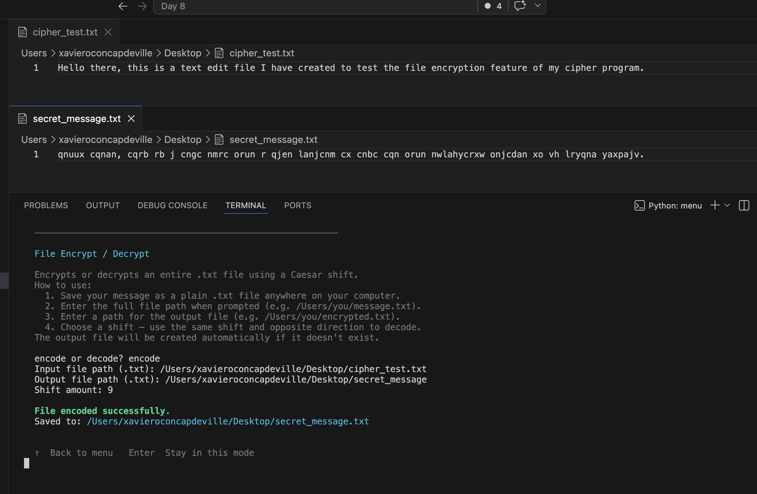 Caesar Cipher screenshot 10
