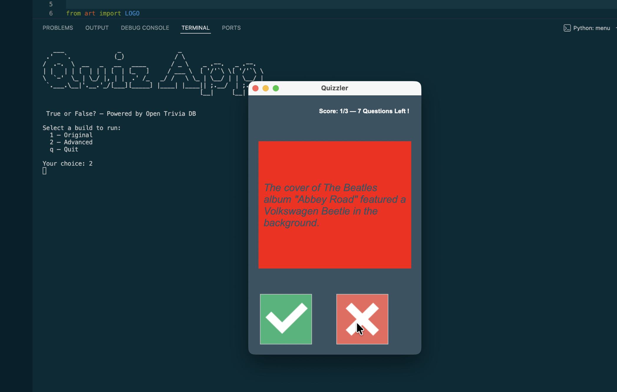 GUI Quiz App screenshot 3