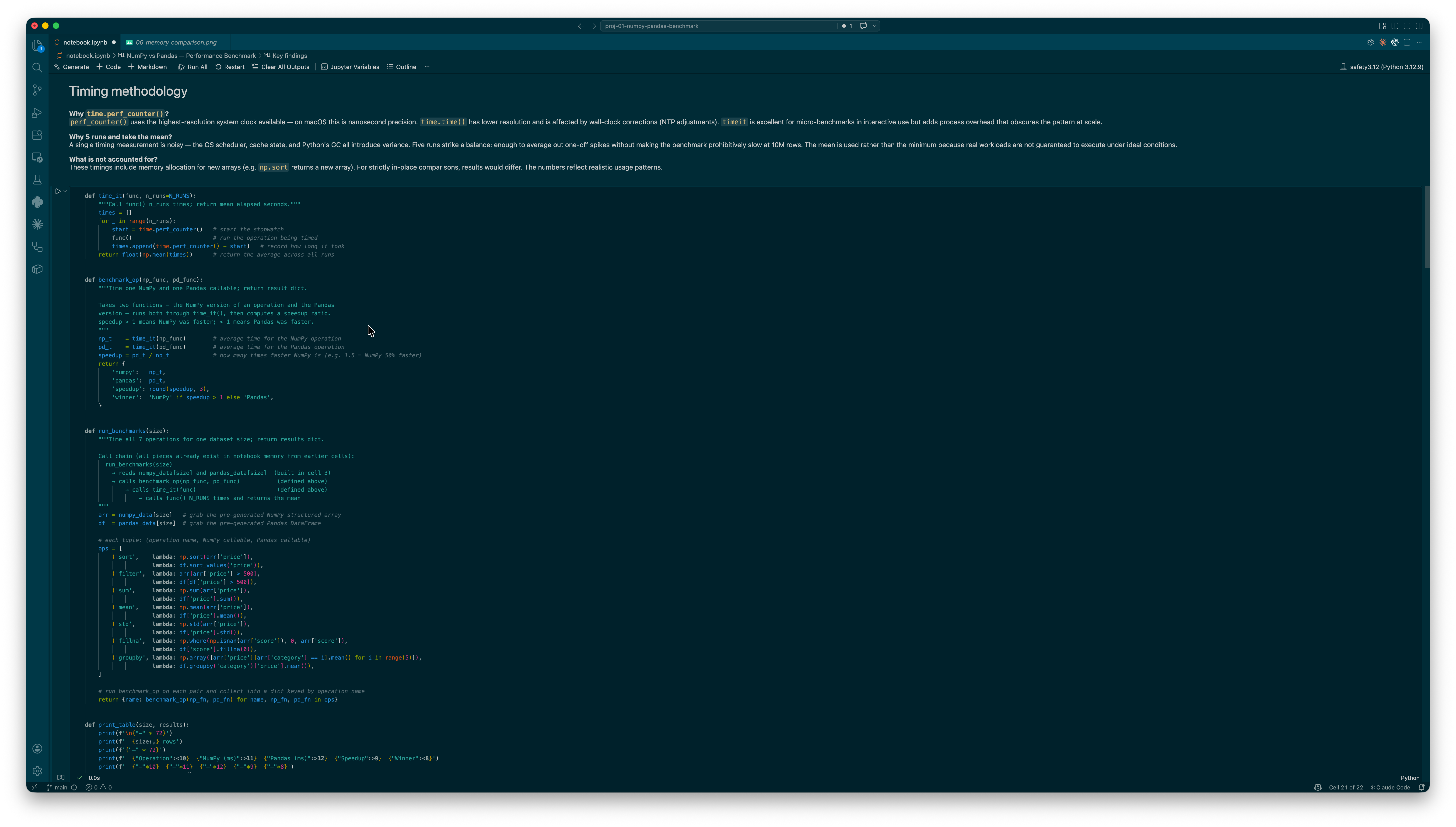 NumPy vs Pandas Performance Benchmark screenshot 3