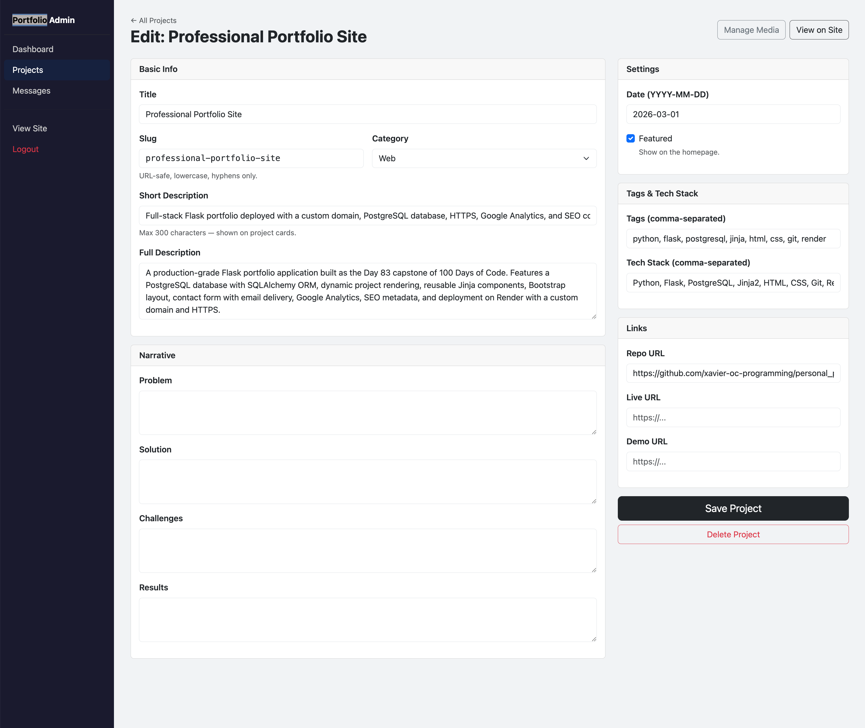 Professional Portfolio Site screenshot 1